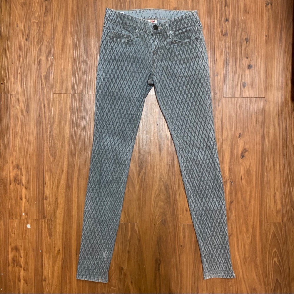 True Religion Grey Diamond-Patterned Skinny Jeans